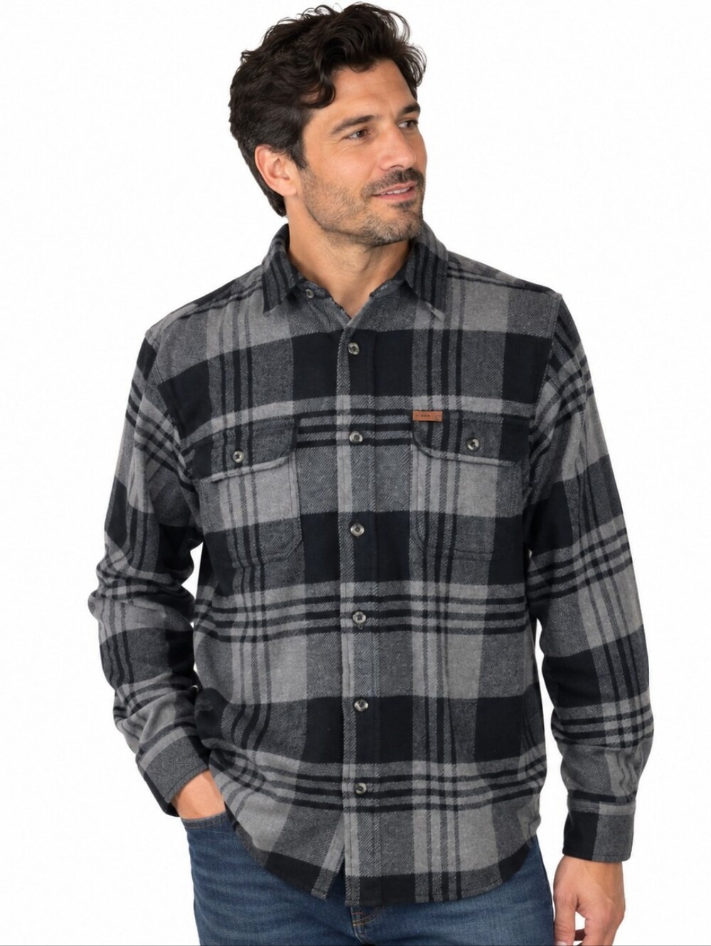 Orvis M Heavy Flannel Shirt Jacket Fleece Lined Cuffs Buffalo Plaid Shacket